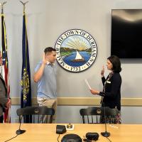 Officer Zachary Barthel being sworn in
