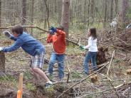 Families help pull buckthorn at Doe Farm, May 2011