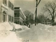 1924 winter on Main Street, Durham, New Hampshire, snow