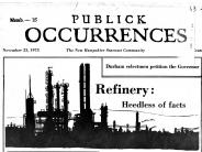 Heedless of Facts, Publick Occurrences, November 23, 1973; oil refinery, Durham