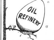 cartoon depicting oil refinery as a nest egg Durham NH