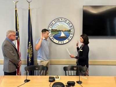 Officer Zachary Barthel being sworn in