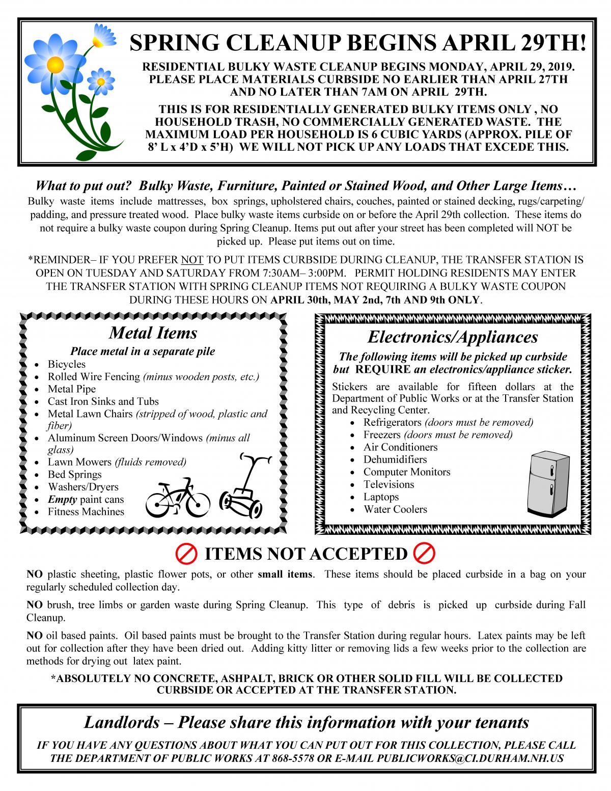 2019 Durham Public Works Spring Newsletter